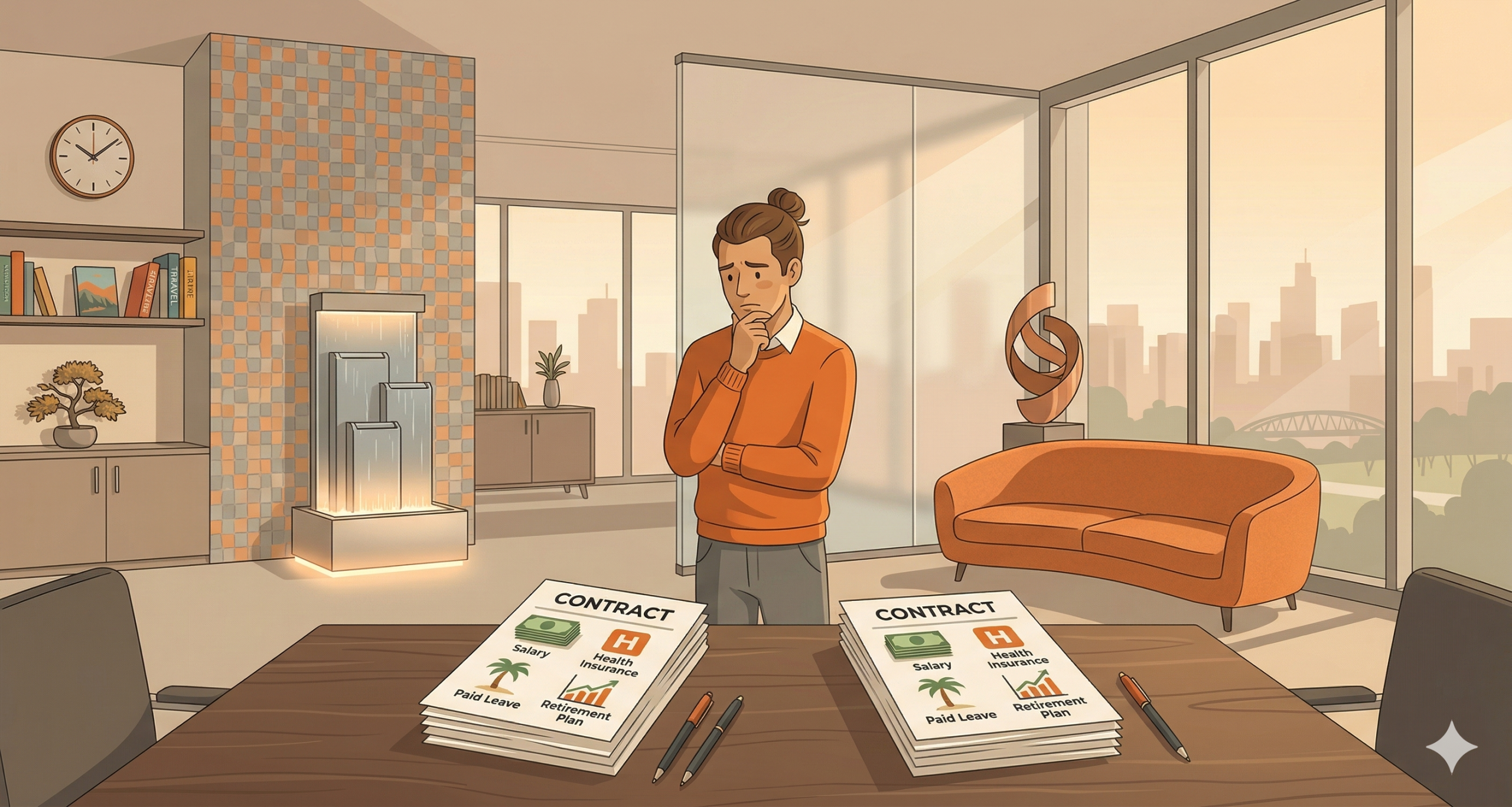 employee chooses between two job offers